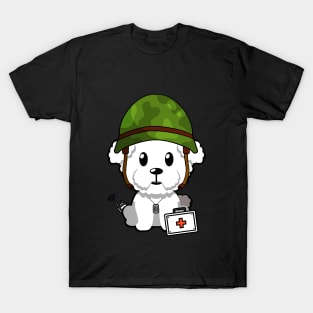 Cute furry dog is an army medic T-Shirt